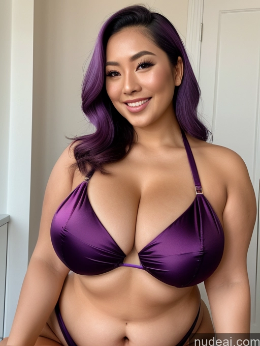 related ai porn images free for Woman One Busty Huge Boobs Perfect Boobs Beautiful Small Ass Thick Chubby Fat Perfect Body 30s Happy Purple Hair Indonesian Close-up View Microkini Satin