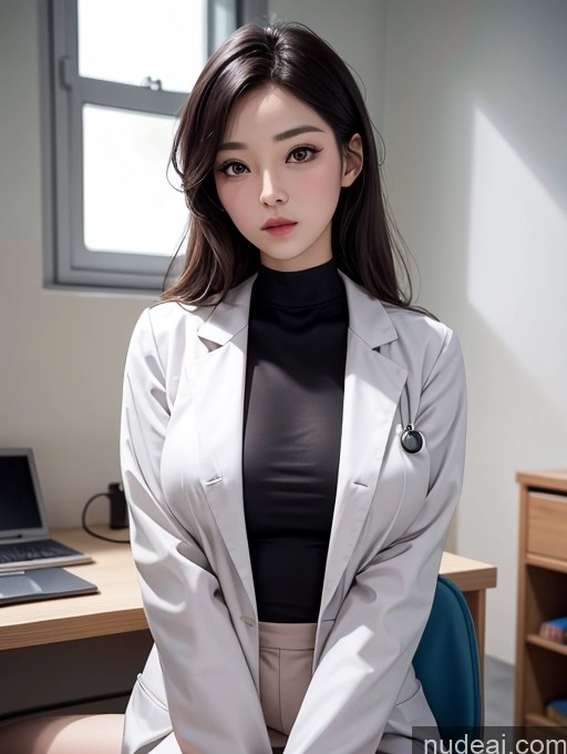 ai nude image of there is a woman sitting at a desk with a laptop pics of Korean Perfect Boobs Doctor