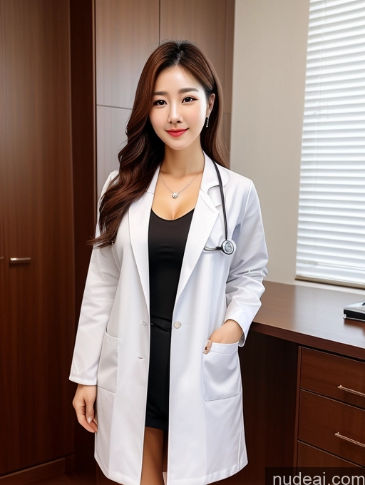 ai nude image of arafed woman in a white lab coat standing in a room pics of Korean Perfect Boobs Doctor