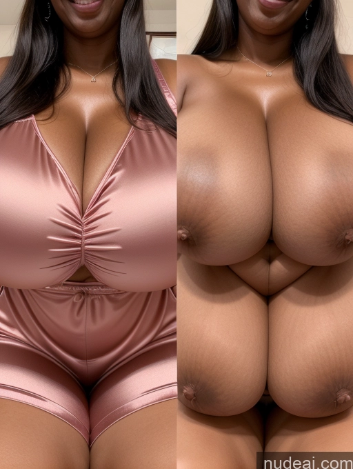 ai nude image of a close up of a woman in a pink bikini top and a woman in a pink bikini top pics of Huge Boobs Perfect Boobs Beautiful Long Hair Laughing African Cleavage 30s Happy Satin Close-up View Busty Onoff