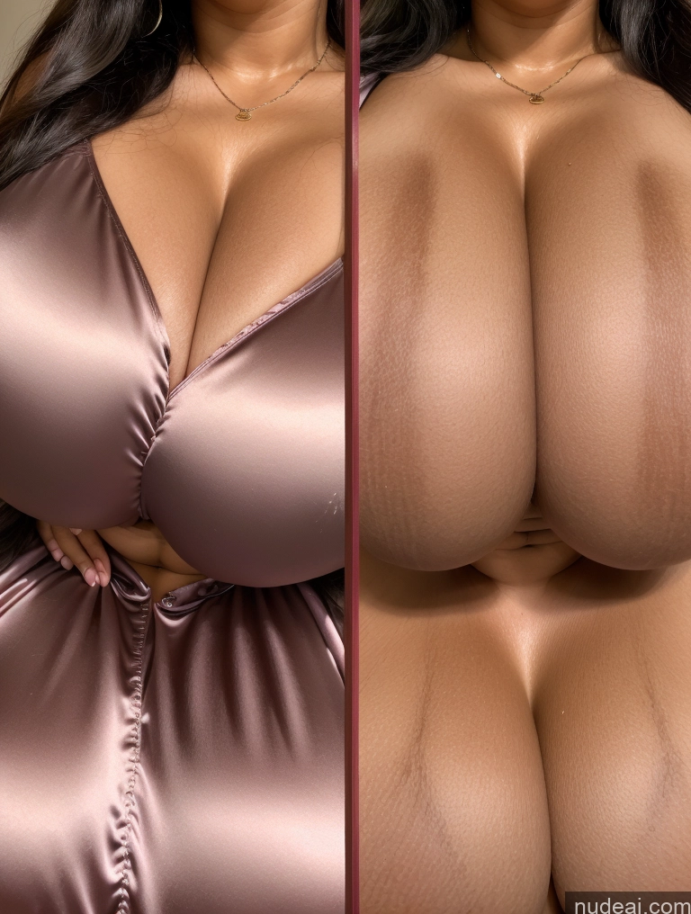 ai nude image of a close up of a woman in a shiny dress with big boobies pics of Huge Boobs Perfect Boobs Beautiful Long Hair Laughing African Cleavage 30s Happy Satin Close-up View Busty Onoff