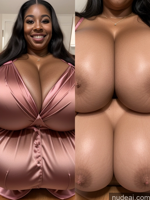 ai nude image of a close up of a woman in a pink dress and a picture of a woman in a pink dress pics of Huge Boobs Perfect Boobs Beautiful Long Hair Laughing African Cleavage 30s Happy Satin Close-up View Busty Onoff