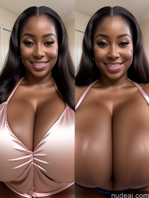 ai nude image of araffed woman with big breasts posing for a picture pics of Perfect Boobs Beautiful Long Hair Laughing African Cleavage 30s Happy Satin Close-up View Busty Onoff Microkini Huge Boobs Ginger One