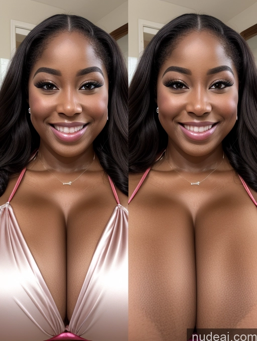 ai nude image of there are two women in a pink bikini posing for a picture pics of Perfect Boobs Beautiful Long Hair Laughing African Cleavage 30s Happy Satin Close-up View Busty Onoff Microkini Huge Boobs Ginger One