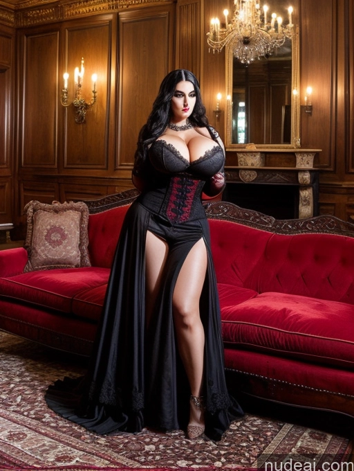 ai nude image of araffe woman in a black corset and red corset posing in a room pics of Model Busty Huge Boobs Muscular Big Ass Abs Big Hips Huge Tits, Hard Nipples 20s Seductive Sexy Face Black Hair Goth Vampire Victorian German Wedding Victorian Parlor Nude