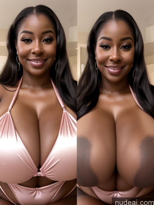 ai nude image of there are two pictures of a woman with big breasts in a pink bikini pics of One Busty Huge Boobs Perfect Boobs Beautiful Long Hair 30s Happy Laughing Ginger African Close-up View Microkini Satin Cleavage Onoff