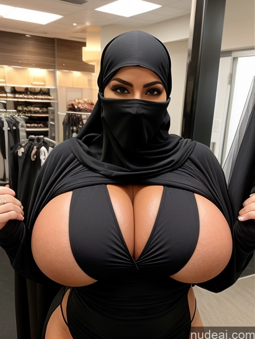 ai nude image of araffe wearing a black hijab and a black dress pics of Busty Perfect Boobs Beautiful Muscular Soft + Warm Abs Ninja Huge Boobs Niqab