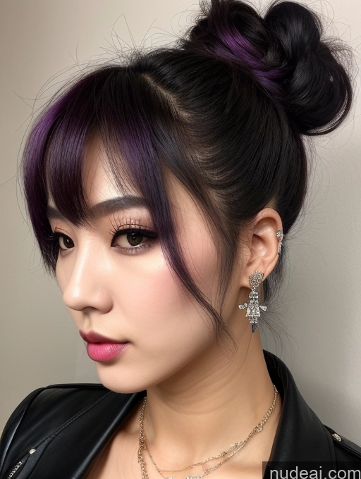 related ai porn images free for Woman 18 Jewelry Perfect Boobs Beautiful Perfect Body Goth Pouting Lips Korean Purple Hair Front View Hair Bun Cyberpunk