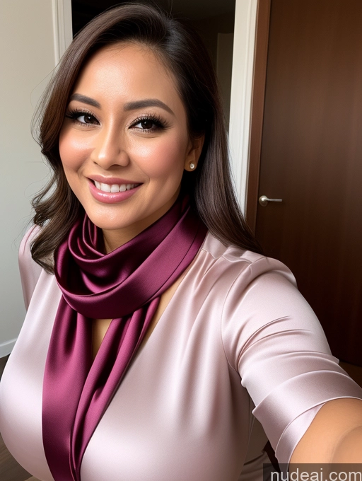 related ai porn images free for Woman One Huge Boobs Beautiful 30s Brunette Slicked Indonesian Close-up View Busty Happy Blouse Cleavage Satin Scarf