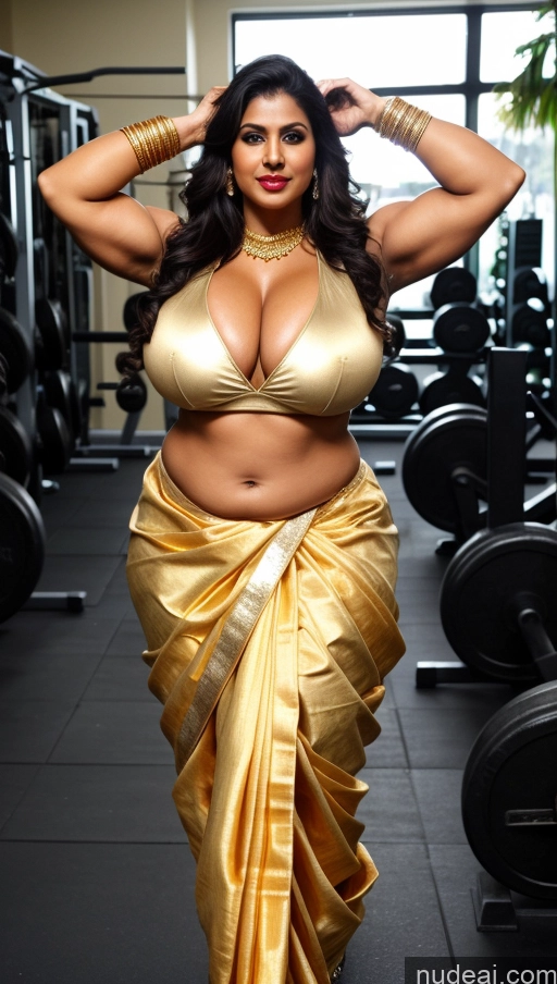 related ai porn images free for Huge Boobs Lipstick Muscular Big Ass Abs Chubby Fairer Skin Black Hair Long Hair Working Out Gym Indian Traditional Gold Jewelry Sari