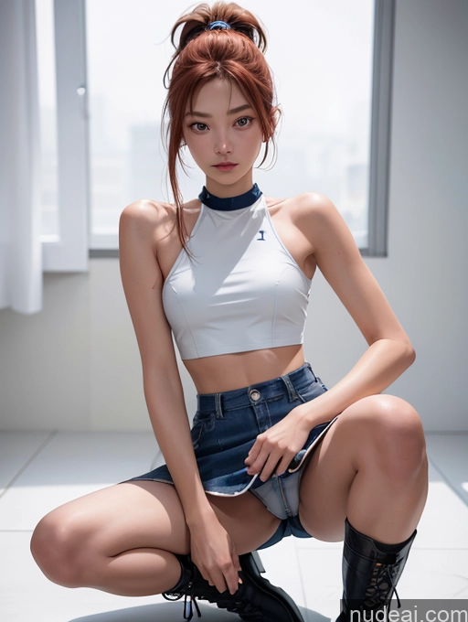 related ai porn images free for Model One Beautiful Skinny 18 Ginger Ponytail Japanese Boots Crop Top Micro Skirt