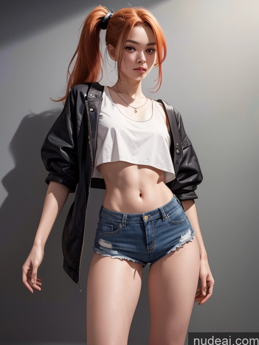 related ai porn images free for Model One Beautiful Skinny 18 Ginger Ponytail Japanese Boots Crop Top Short Shorts