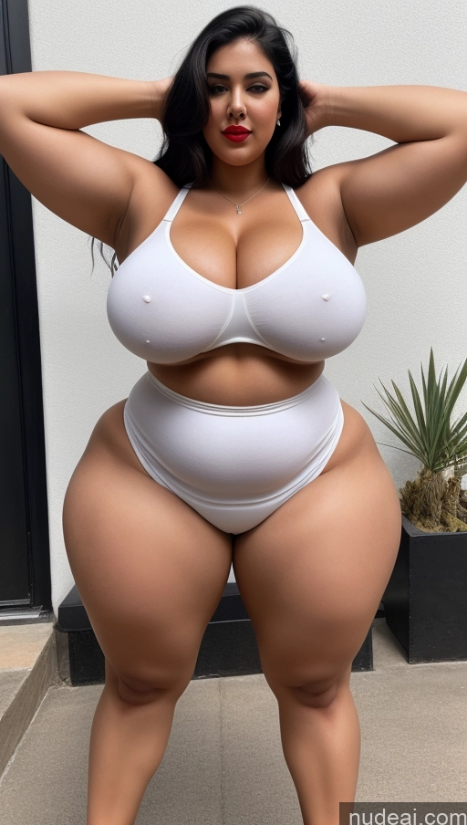 ai nude image of a woman in a white bikini posing for a picture pics of Huge Boobs Big Ass Abs Chubby Big Hips Fairer Skin Black Hair Long Hair Indian Jeans Lipstick