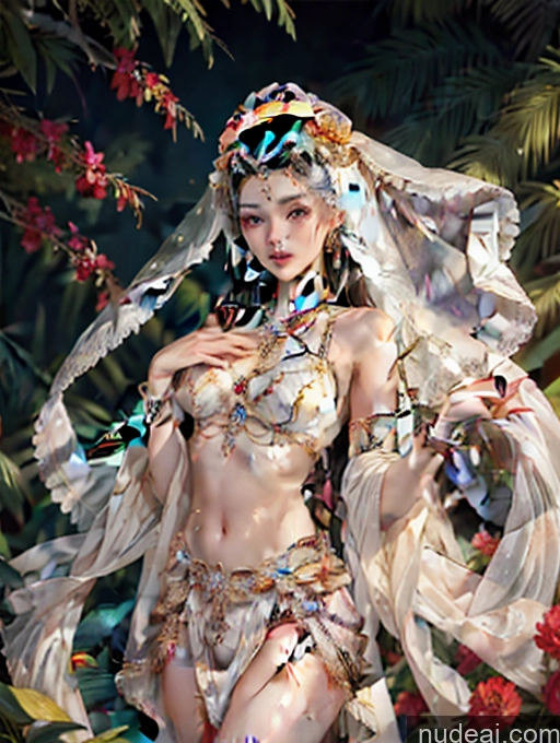 Model Skinny Beautiful 18 White Hair Japanese Long Hair Two China Goddess Fashion Dance Dress: Samba