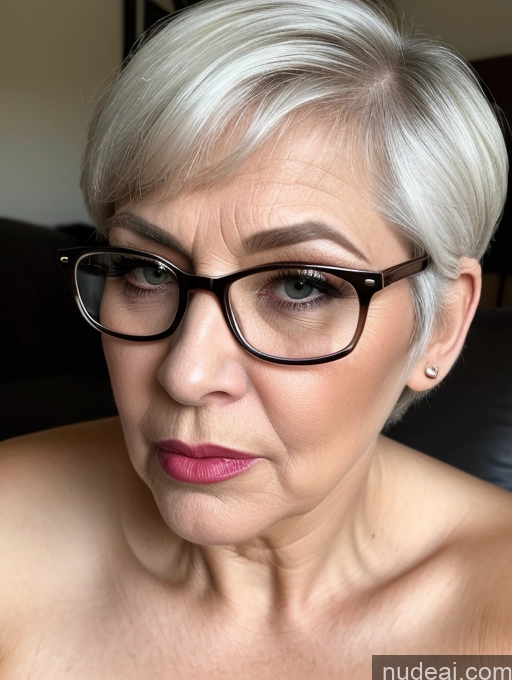 ai nude image of blond woman with glasses and a pink lipstick looks at the camera pics of Milf One Busty Glasses Lipstick Big Ass Thick Big Hips Skin Detail (beta) Front View Trench Coat 70s Huge Boobs White Hair Short Hair Stockings Fairer Skin Street Angry Pouting Lips