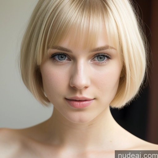 ai nude image of blond woman with short hair and blue eyes posing for a picture pics of Woman Beautiful 18 Sexy Face Blonde Short Hair Russian Fairer Skin Close-up View