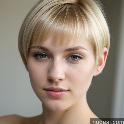 ai nude image of blond woman with short hair and blue eyes posing for a picture pics of Woman Beautiful 18 Sexy Face Blonde Short Hair Russian Fairer Skin Close-up View