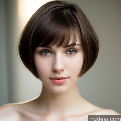 ai nude image of arafed woman with a short brown hair and a pink lip pics of Woman Beautiful 18 Sexy Face Short Hair Russian Fairer Skin Close-up View Brunette