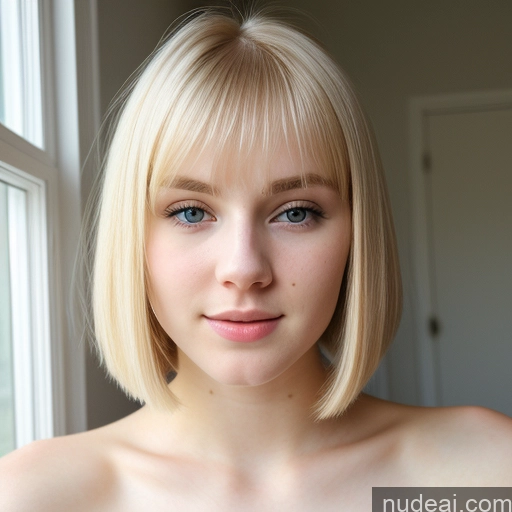 ai nude image of blond woman with blue eyes and a short blond bob pics of Woman Beautiful Fairer Skin 18 Blonde Bobcut Russian Close-up View Sexy Face