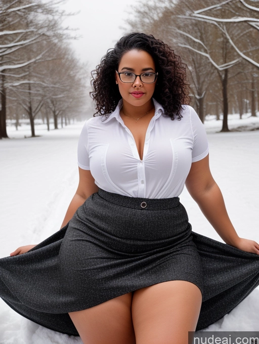 related ai porn images free for Seductive Black Black Hair Curly Hair 30s Chubby Glasses Snow Shirt Straddling Long Skirt