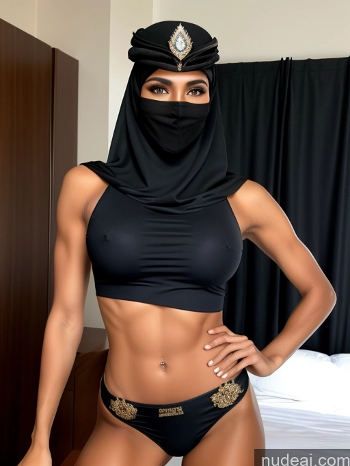 ai nude image of arafed woman in a black hijab and a black hat pics of Miss Universe Model Abs Beautiful Perfect Boobs Perfect Body Niqab Skinny Busty Military