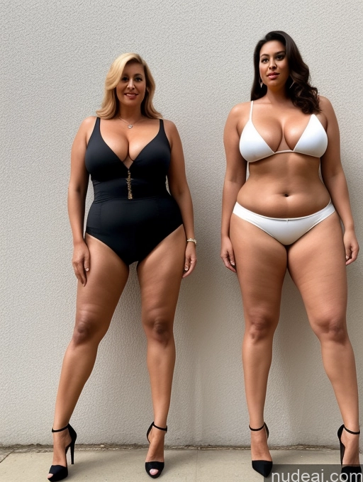 ai nude image of two women in black and white swimsuits standing next to each other pics of Tall Long Legs Big Ass Chubby Big Hips Thick Abs Busty High Heels Two 70s