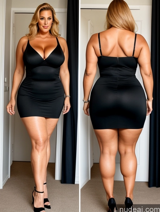 ai nude image of a woman in a black dress and heels standing in front of a mirror pics of Tall Long Legs Big Ass Chubby Big Hips Thick Abs Busty High Heels Two 70s