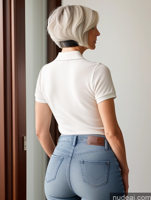 related ai porn images free for 70s Short Hair White Hair German Jeans Polo Bending Over Back View