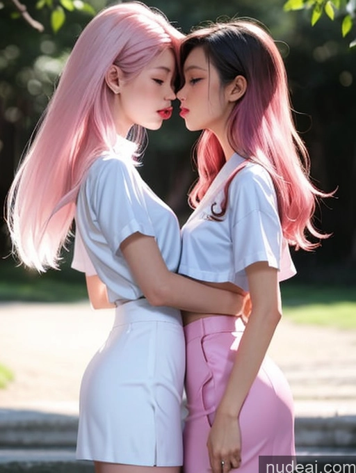 related ai porn images free for Model Two Beautiful Skinny 18 Pink Hair Long Hair Japanese Kisses Thai University Uniform V1