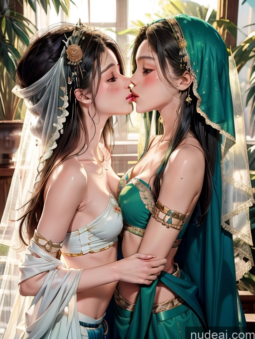 related ai porn images free for Model Beautiful Skinny 18 Green Hair Long Hair Japanese China Goddess Fashion Two Kisses