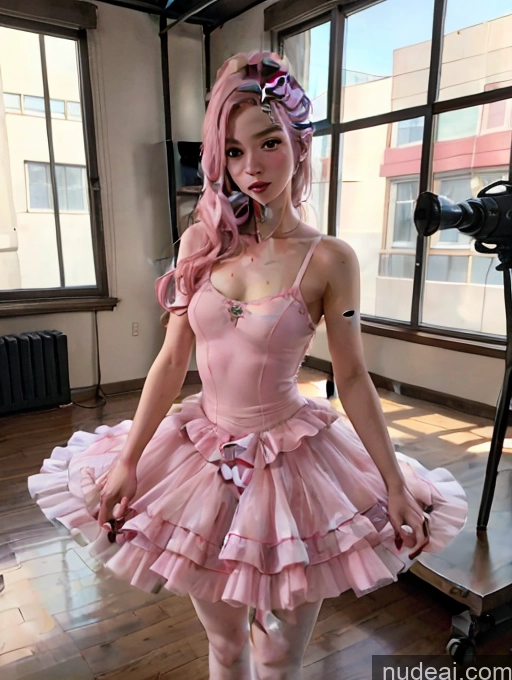 related ai porn images free for Model One Beautiful Skinny 18 Pink Hair Long Hair Japanese Ballet Dance Dress