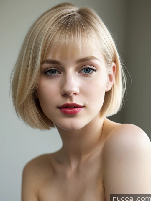 ai nude image of blond woman with blue eyes and a short blond bob pics of Beautiful Fairer Skin 18 Blonde Short Hair Russian Close-up View Lipstick Woman