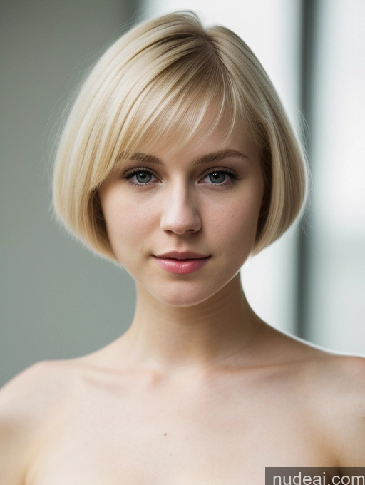 ai nude image of blond woman with short hair and blue eyes posing for a picture pics of Beautiful Fairer Skin 18 Blonde Short Hair Russian Close-up View Woman