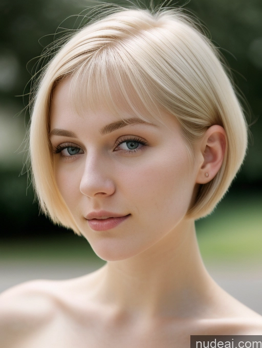 ai nude image of blond woman with short hair and blue eyes posing for a picture pics of Beautiful Fairer Skin 18 Blonde Short Hair Russian Close-up View Woman