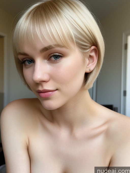 ai nude image of blond woman with a short bob cut and a big breast pics of Beautiful Fairer Skin 18 Blonde Short Hair Russian Close-up View Woman