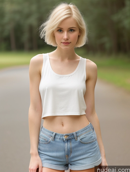 related ai porn images free for Woman One Small Tits Beautiful Skinny Small Ass Fairer Skin 18 Blonde Pixie Russian Front View Tank Top Daisy Dukes