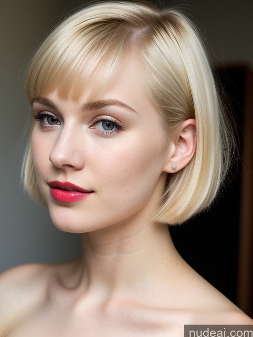 ai nude image of blond woman with short hair and bright red lipstick posing for a picture pics of Woman Beautiful Fairer Skin Lipstick 18 Blonde Short Hair Russian Close-up View