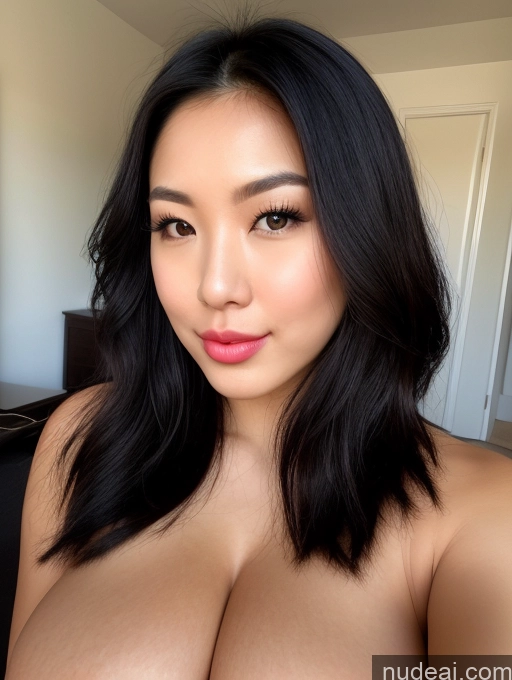 ai nude image of arafed asian woman with big breast posing for a picture pics of Woman One Busty Perfect Boobs Beautiful Big Ass Skinny Fairer Skin 20s Happy Pouting Lips Long Hair Asian Black Hair