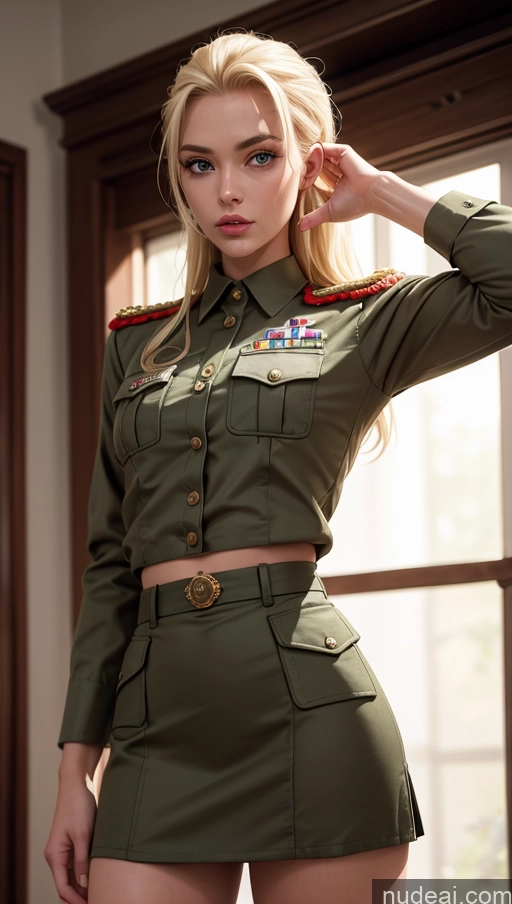 related ai porn images free for Skinny Military Blonde Slicked Mini Skirt