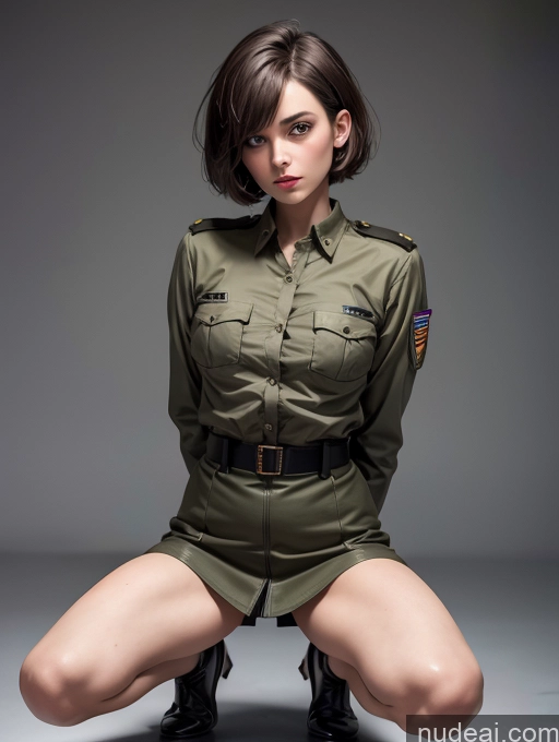 related ai porn images free for Skinny Military Mini Skirt One Small Tits Brunette Short Hair Squatting