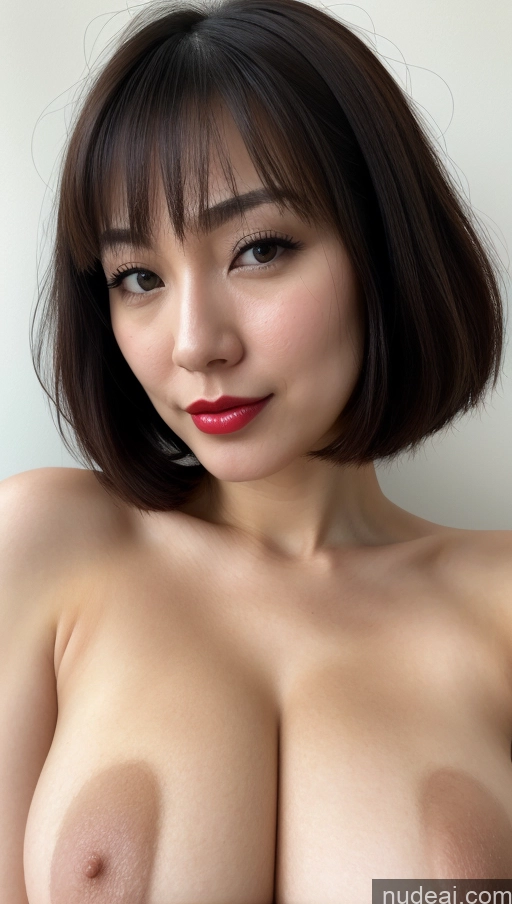 related ai porn images free for Woman One Huge Boobs Beautiful Lipstick Fairer Skin 30s Black Hair Bobcut Japanese Close-up View Detailed Simple