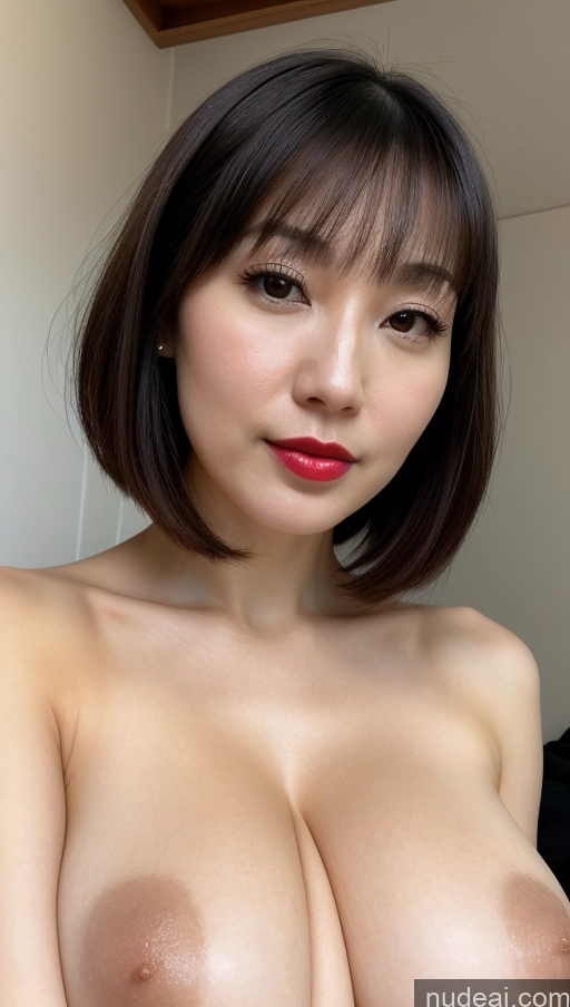 related ai porn images free for Woman One Huge Boobs Beautiful Lipstick Fairer Skin 30s Black Hair Bobcut Japanese Close-up View Detailed Simple