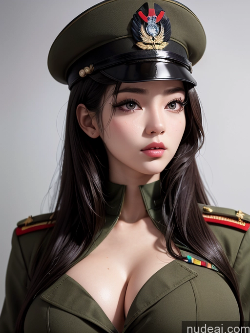 ai nude image of araffed woman in military uniform posing for a picture pics of Korean Perfect Boobs Military