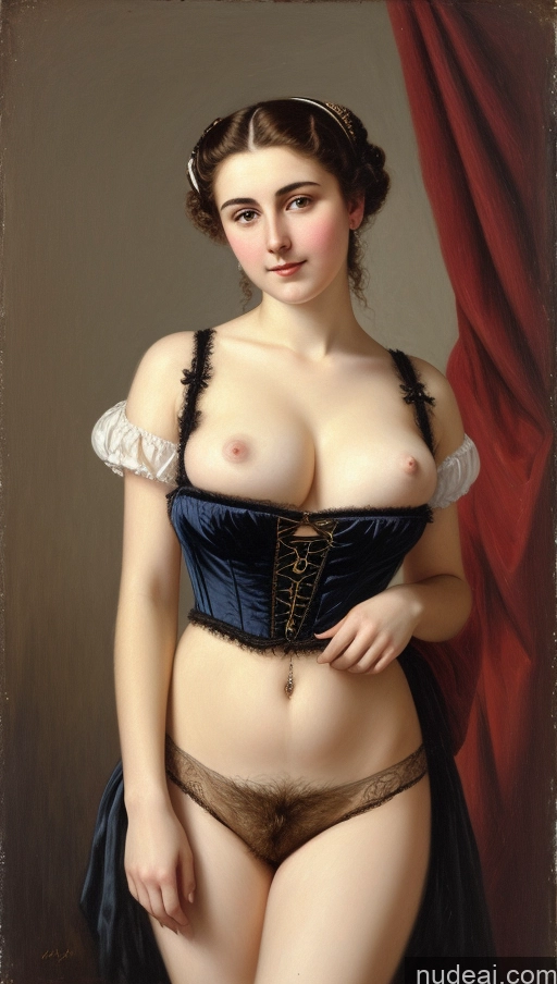 ai nude image of arafed woman in a blue corset and a black dress pics of Busty Pubic Hair 18 Victorian Hairy Women Painting