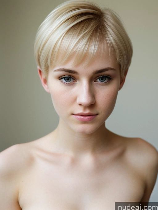 ai nude image of blond woman with a very short haircut posing for a picture pics of Woman Beautiful Fairer Skin 18 Blonde Pixie Russian Close-up View Sad