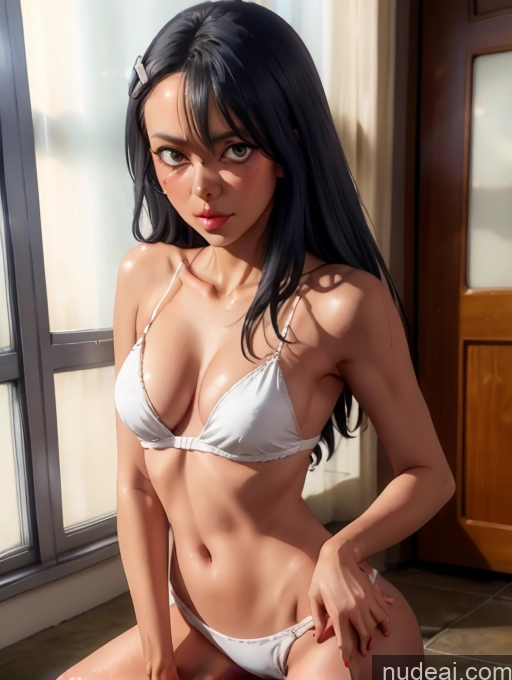 ai nude image of araffe woman in a white bikini sitting on a floor pics of Dark Lighting Italian Long Hair Blonde Pouting Lips 30s Party Woman + Man Several Alternative Nagatoro Hayase, Hair Ornament, Brown Eyes, Hairclip ,dark Skin, Black Hair Film Photo Straddling Chemise Partially Nude