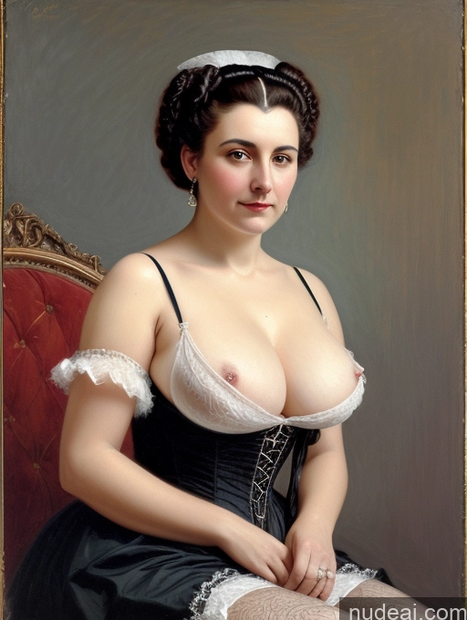 ai nude image of painting of a woman in a black dress and white stockings pics of Busty Perfect Boobs Pubic Hair White Hair Painting Victorian Hairy Women 50s