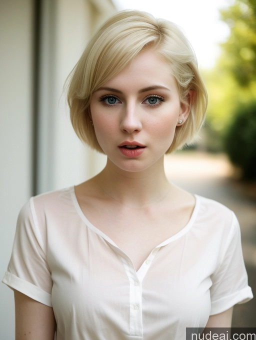 ai nude image of blond woman with blue eyes and a white shirt looking at the camera pics of Woman Beautiful Fairer Skin 18 Shocked Blonde Pixie Russian Shirt