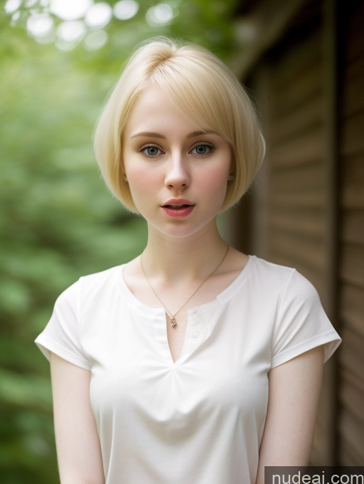 ai nude image of blonde woman with short hair and a white shirt posing for a picture pics of Woman Beautiful Fairer Skin 18 Shocked Blonde Pixie Russian Shirt