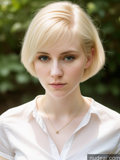 ai nude image of blond woman with blue eyes and a white shirt posing for a picture pics of Woman Beautiful Fairer Skin 18 Serious Blonde Pixie Russian Shirt